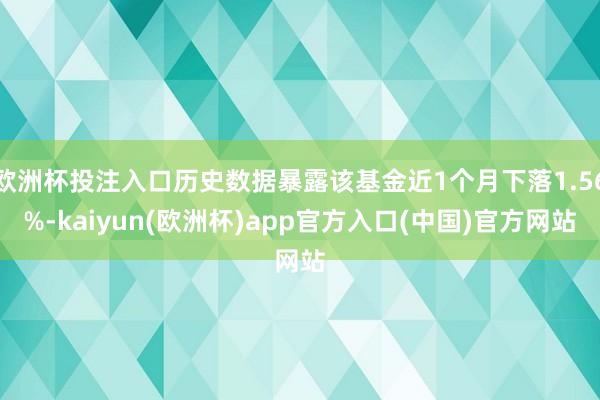 欧洲杯投注入口历史数据暴露该基金近1个月下落1.56%-kaiyun(欧洲杯)app官方入口(中国)官方网站