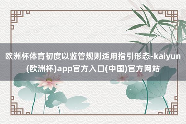 欧洲杯体育初度以监管规则适用指引形态-kaiyun(欧洲杯)app官方入口(中国)官方网站