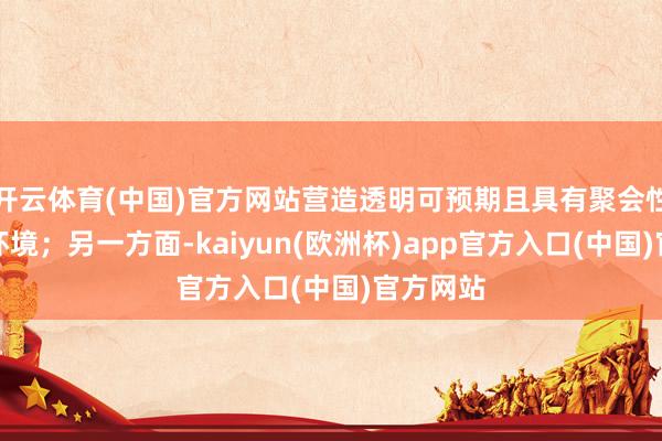 开云体育(中国)官方网站营造透明可预期且具有聚会性的政策环境；另一方面-kaiyun(欧洲杯)app官方入口(中国)官方网站