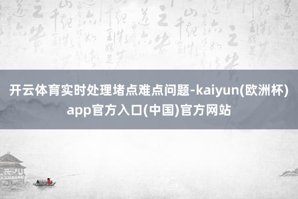 开云体育实时处理堵点难点问题-kaiyun(欧洲杯)app官方入口(中国)官方网站