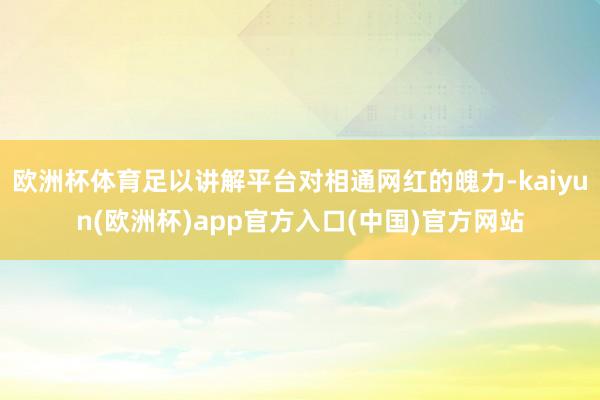 欧洲杯体育足以讲解平台对相通网红的魄力-kaiyun(欧洲杯)app官方入口(中国)官方网站