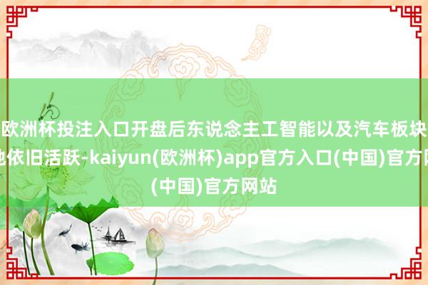 欧洲杯投注入口　　开盘后东说念主工智能以及汽车板块场地依旧活跃-kaiyun(欧洲杯)app官方入口(中国)官方网站