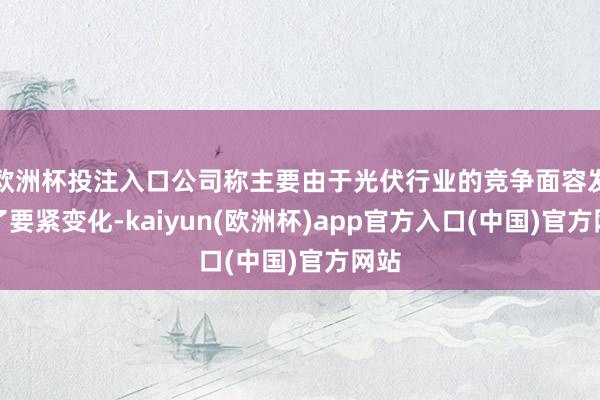 欧洲杯投注入口公司称主要由于光伏行业的竞争面容发生了要紧变化-kaiyun(欧洲杯)app官方入口(中国)官方网站
