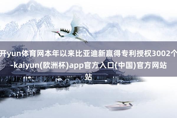 开yun体育网本年以来比亚迪新赢得专利授权3002个-kaiyun(欧洲杯)app官方入口(中国)官方网站